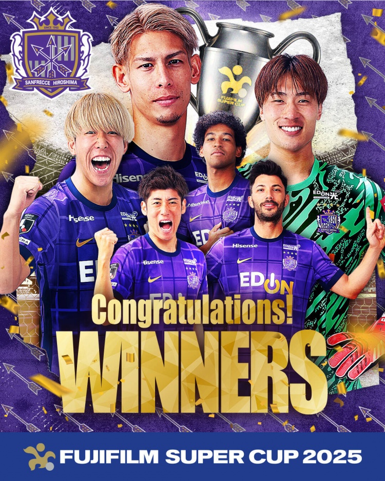  日超杯廣島三箭2-0神戶勝利船奪冠，共53343人現(xiàn)場觀戰(zhàn)創(chuàng)上座紀(jì)錄