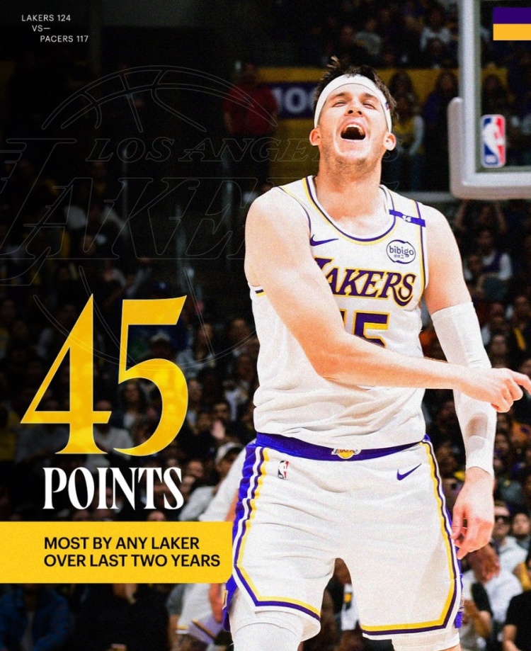  詹眉也沒(méi)做到！里夫斯爆砍45分 湖人近兩年以來(lái)單場(chǎng)最高分