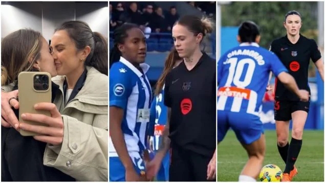  尷尬！巴薩女足球員萊昂“性騷擾”對手時，她的伴侶就在幾米開外