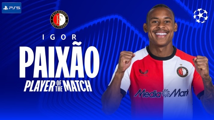  打進(jìn)制勝進(jìn)球！派修當(dāng)選費(fèi)耶諾德1-0AC米蘭一役全場(chǎng)最佳