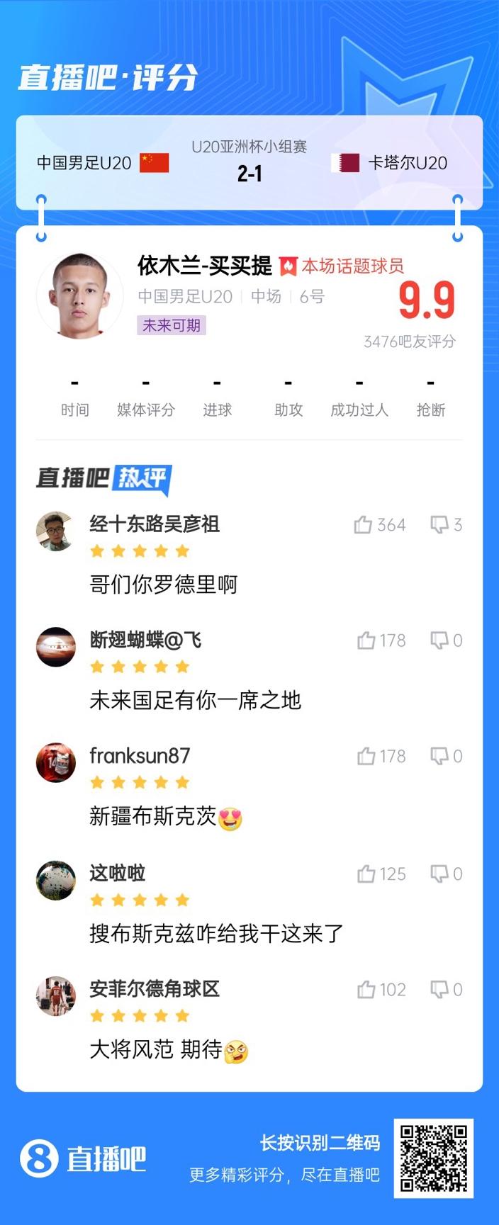  依木蘭+陳澤仕泰山中場連線！19歲依木蘭獲封：新疆布斯克茨！