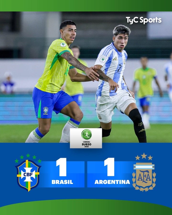  巴西阿根廷同分差1個凈勝球！南美U20青少年錦標賽末輪將決出冠軍