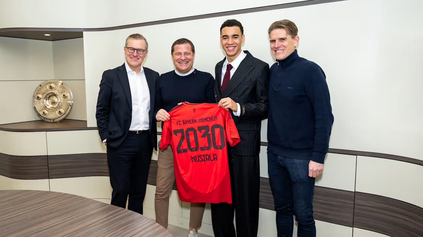  法爾克：穆西亞拉新合同解約金1.75億歐，年薪約2500萬(wàn)歐元