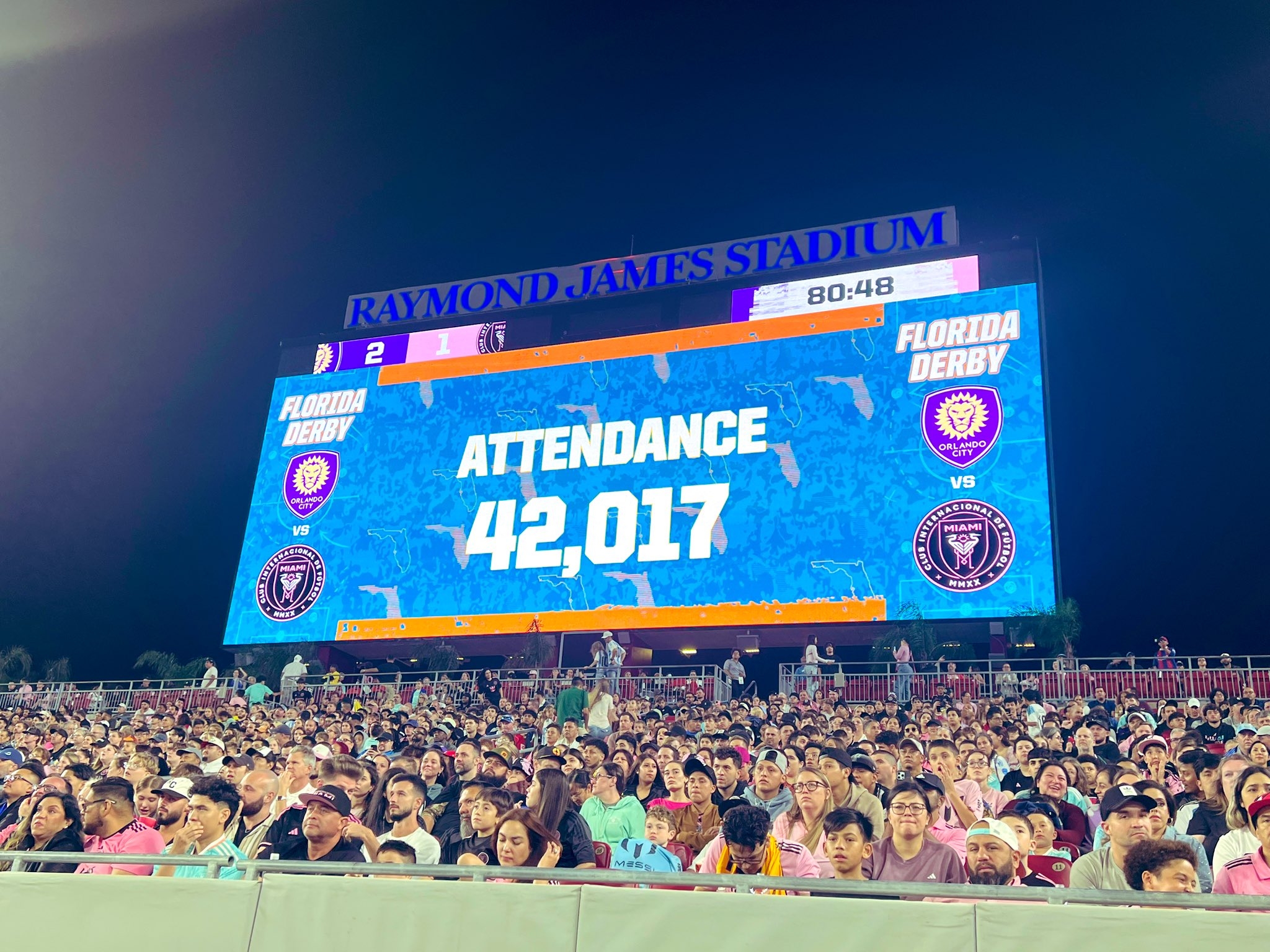  42017人觀戰(zhàn)邁阿密季前賽，創(chuàng)該體育場足球比賽觀眾最多紀(jì)錄