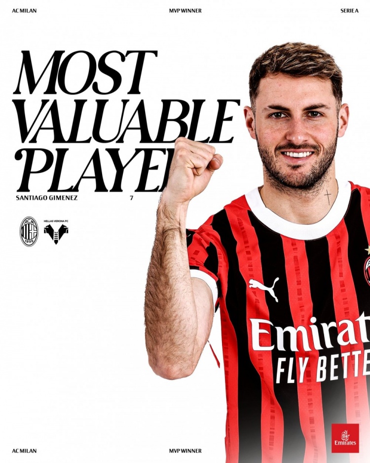  攻入制勝進球！希門尼斯當選對陣維羅納一役米蘭隊內最佳球員