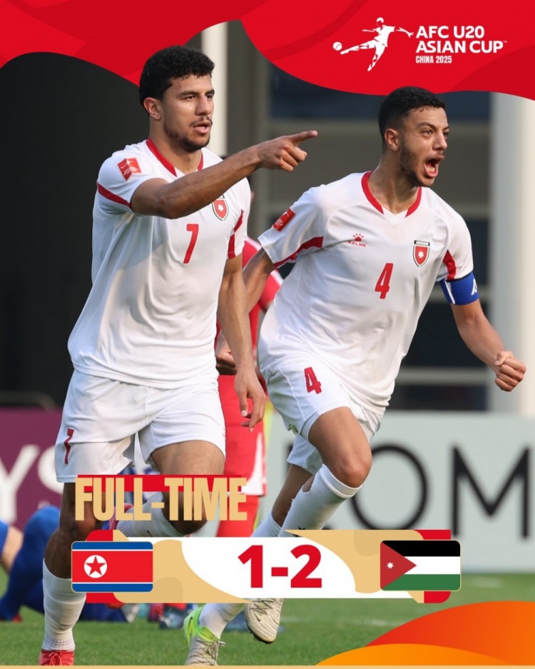  U20亞洲杯B組：朝鮮1-2不敵約旦，兩輪1分暫列B組末尾