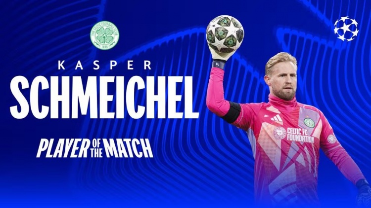  單場9次撲救！38歲門將小舒梅切爾當(dāng)選歐冠官方本場最佳球員