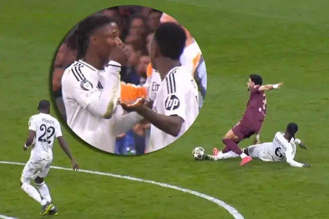  勝局已定+有停賽風(fēng)險(xiǎn)?卡馬文加仍兇狠鏟搶，賽后遭維尼修斯批評(píng)