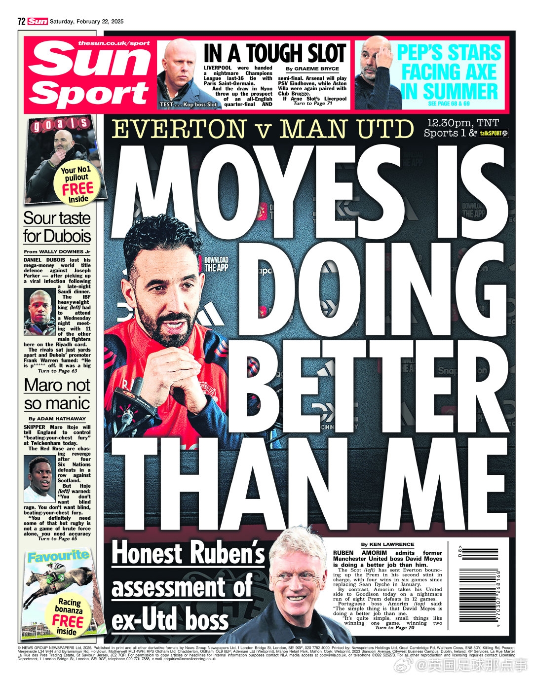  埃弗頓實(shí)現(xiàn)了反彈而曼聯(lián)卻沒有？阿莫林：莫耶斯比我做得更好