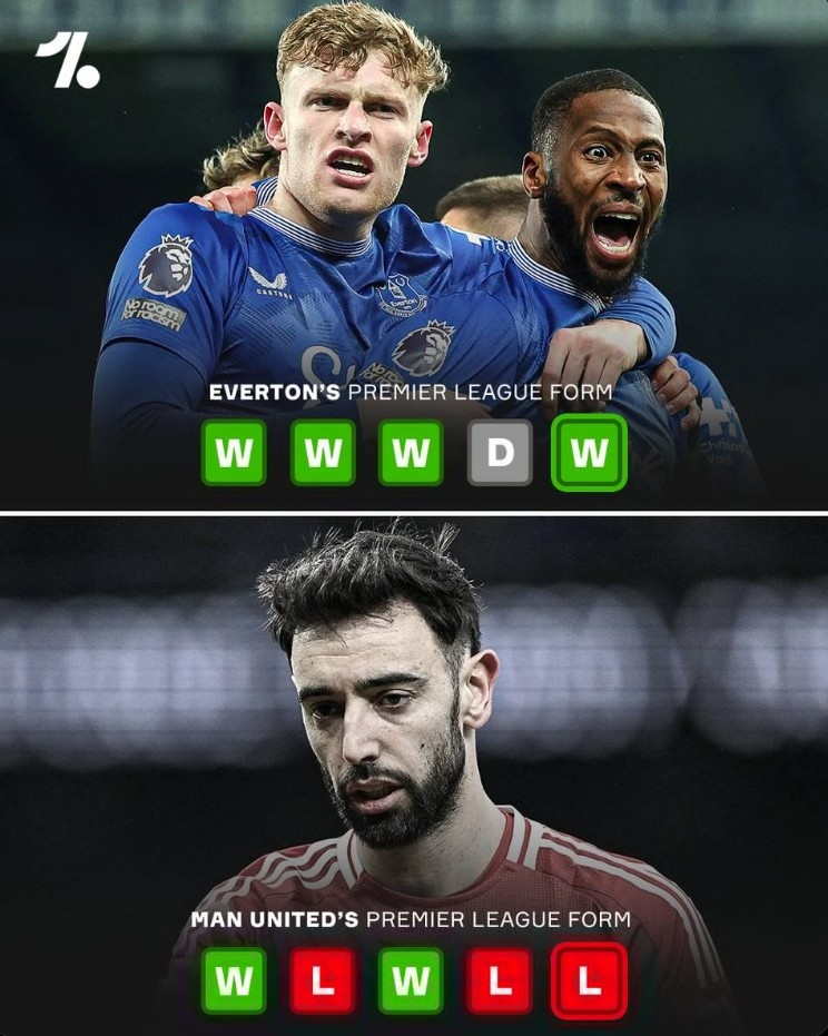  莫耶斯執(zhí)教埃弗頓近5場英超4勝1平，同期曼聯(lián)僅2勝3負