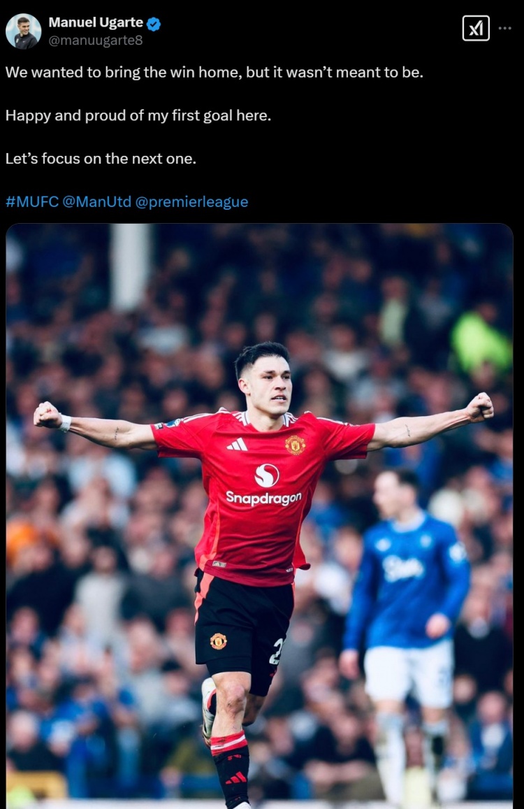  烏加特：很遺憾沒能取得勝利，但很開心打進了我曼聯生涯的首球
