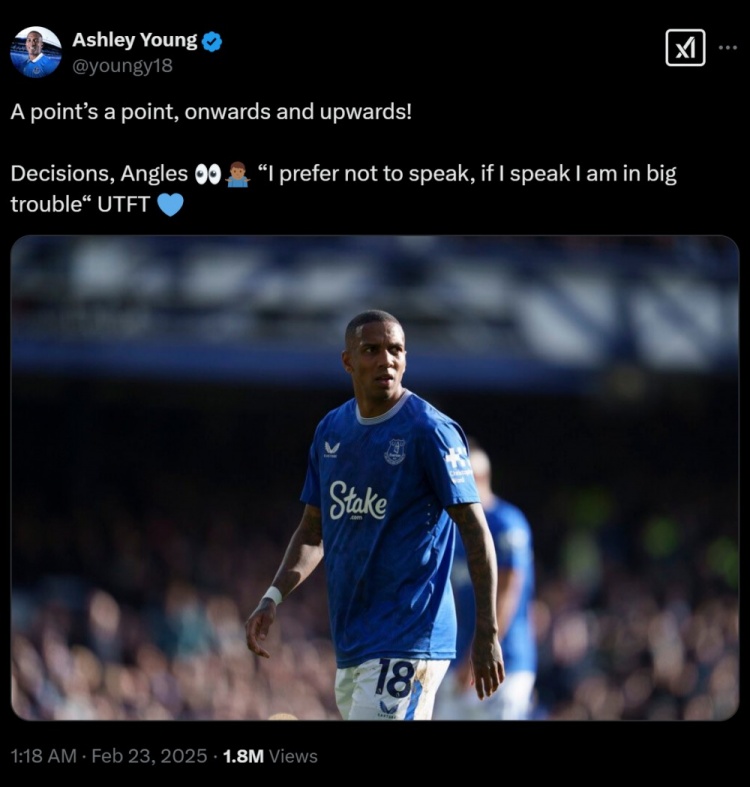  不滿判罰？阿什利揚引用穆帥名言：我寧愿不說話，說了會有大麻煩