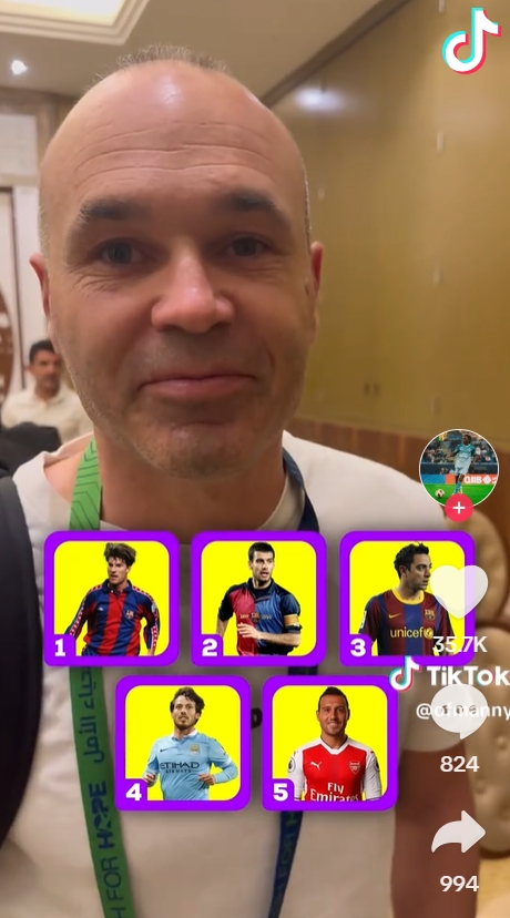  伊涅斯塔挑選歷史最佳五人陣：哈維、瓜帥在列，梅西未入選