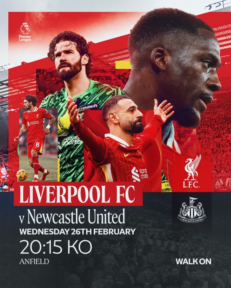  利物浦vs紐卡海報：薩拉赫pk伊薩克，索博、戈登、阿利森出鏡