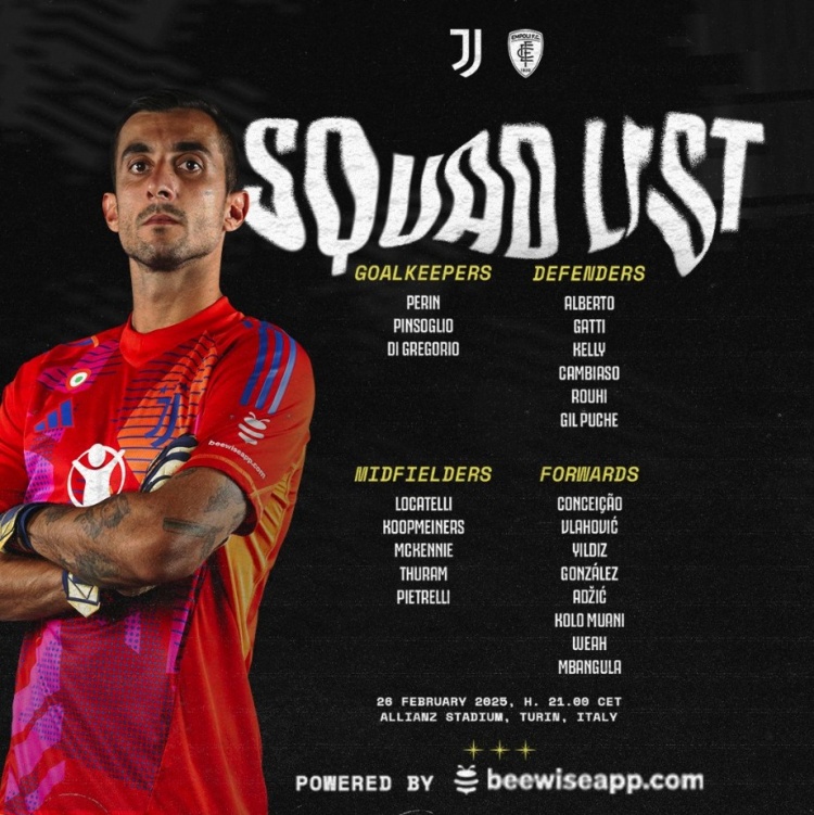  尤文公布對陣恩波利大名單：弗拉霍維奇領(lǐng)銜鋒線，庫普梅納斯在列