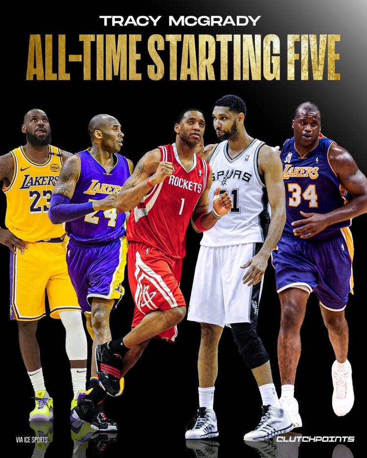  麥迪選歷史最強(qiáng)五人組：詹姆斯、科比、自己、鄧肯、奧尼爾