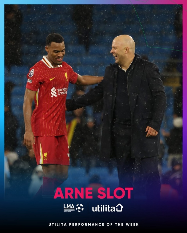  2-0連克曼城&紐卡！利物浦主帥斯洛特獲本周英超最佳表現(xiàn)獎