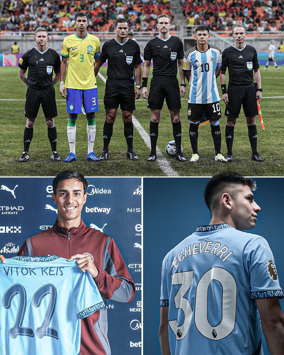  著眼未來！曼城已簽上屆世青賽巴西、阿根廷隊(duì)長(zhǎng)，總價(jià)5850萬歐