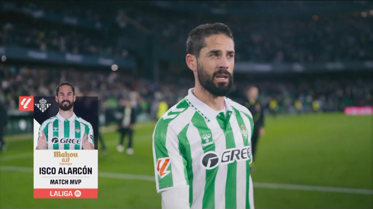  1球1助逆轉(zhuǎn)舊主！伊斯科當選貝蒂斯2-1皇馬全場最佳球員