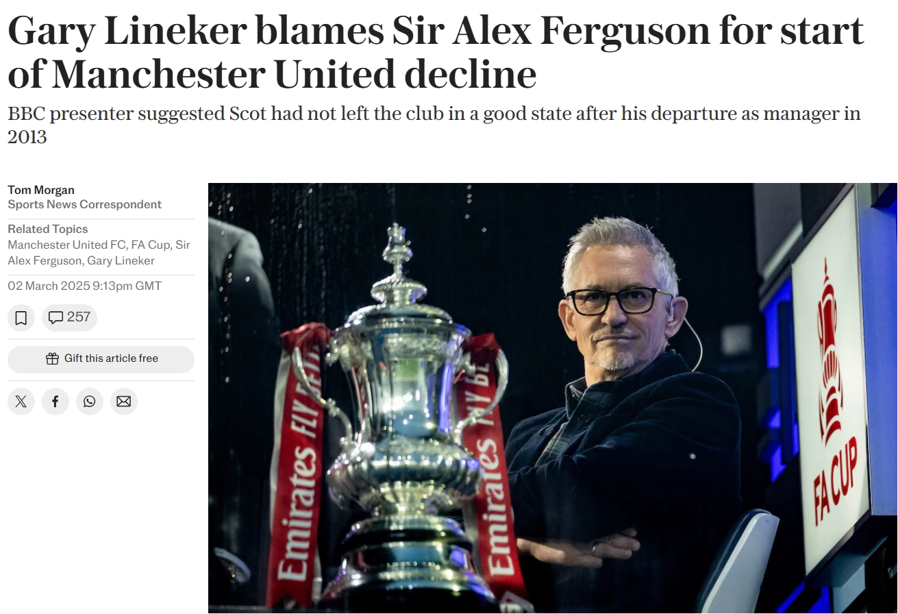  曼聯為何衰??？萊因克爾：從弗格森2013年離任開始，問題就出現了