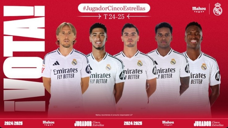  皇馬2月最佳球員候選：維尼修斯、貝林厄姆、 莫德里奇在列