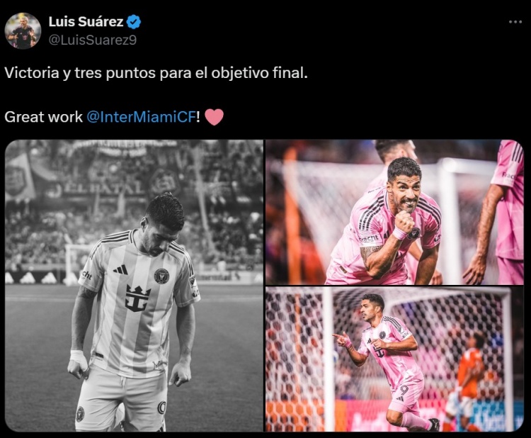  1射3傳造大勝！蘇亞雷斯社媒曬照慶祝勝利：全隊表現(xiàn)很棒！
