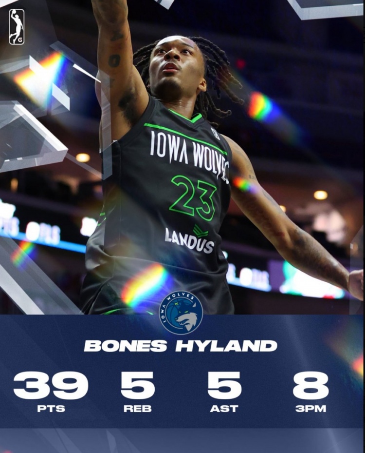  降維打擊！海蘭德在G聯(lián)盟26中11空砍39分5板5助 飆進(jìn)8記三分