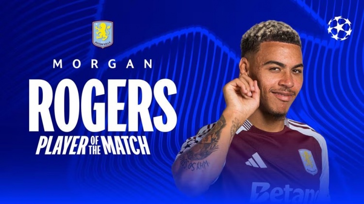  傳中造烏龍！歐冠官方：摩根-羅杰斯當(dāng)選布魯日vs維拉全場(chǎng)最佳