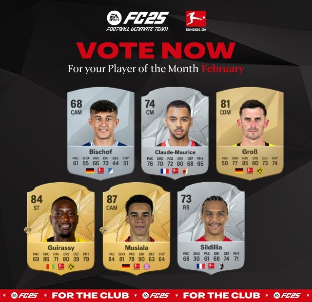  德甲2月最佳候選：穆西亞拉&吉拉西領銜，格羅斯&比紹夫在列