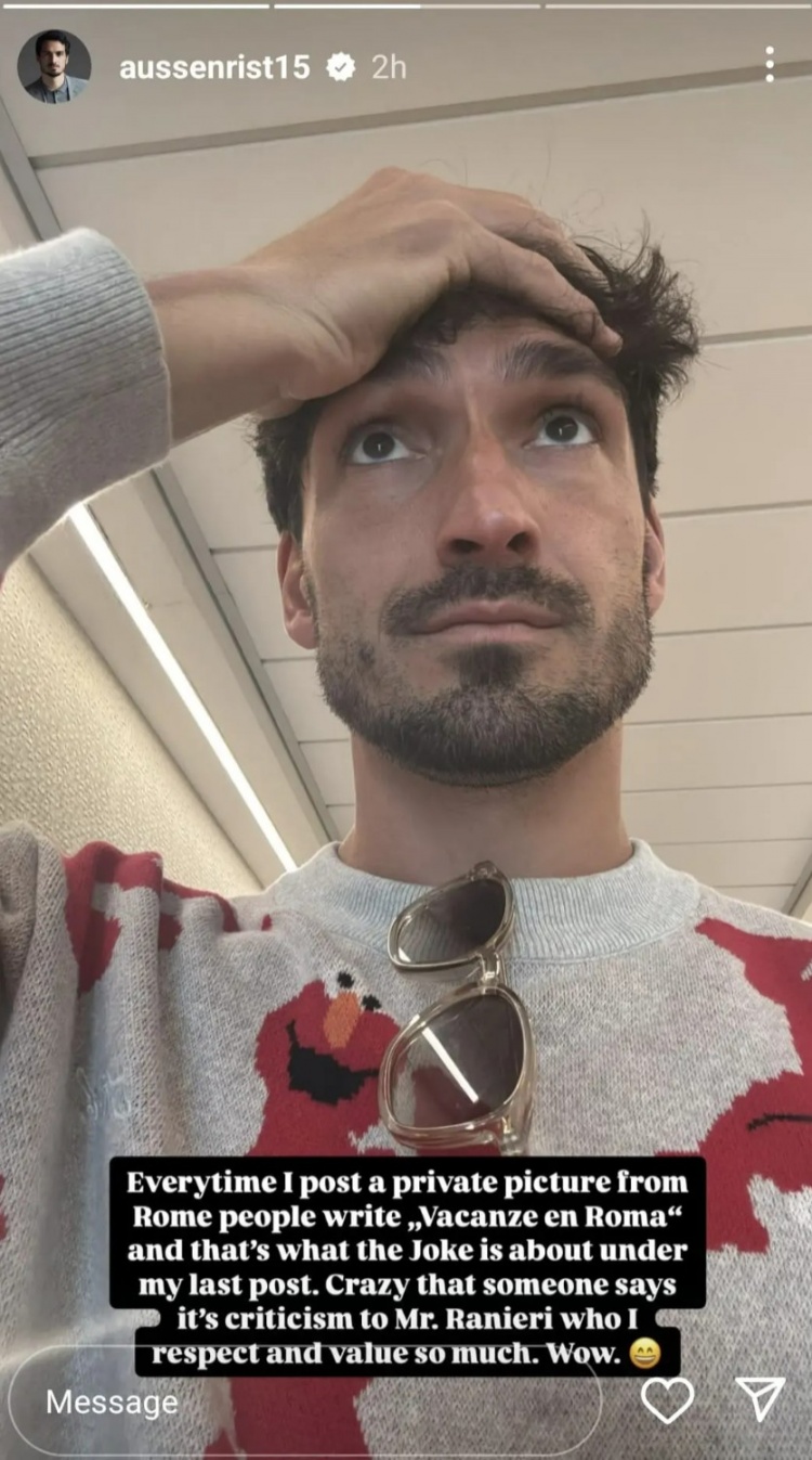  社媒被質(zhì)疑是暗諷拉涅利，胡梅爾斯回應(yīng)：太瘋狂了，我非常敬重他