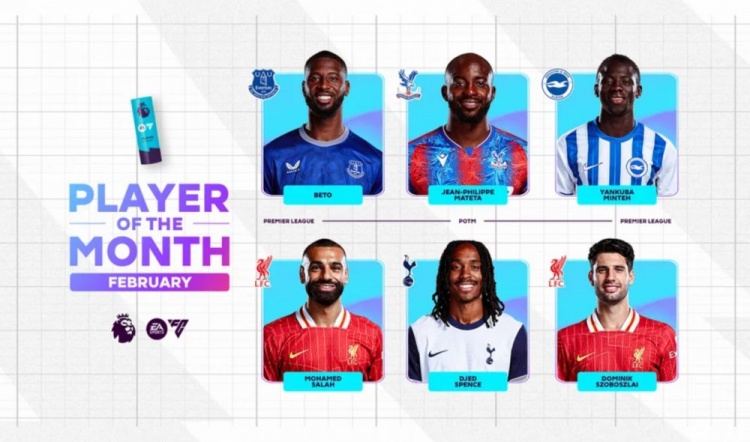  英超2月最佳候選：貝托、馬特塔、明特、薩拉赫、斯賓塞、索博