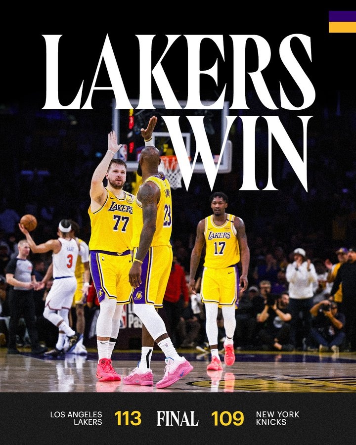  湖人官方曬出贏球海報(bào)：詹姆斯、東契奇、芬尼-史密斯登上封面