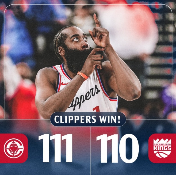  準(zhǔn)三雙+兩個(gè)關(guān)鍵拋投！快船官方贏球海報(bào)封面給到了哈登