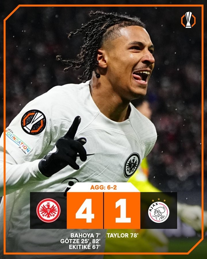  雙殺阿賈克斯！法蘭克福歐聯(lián)淘汰賽已連續(xù)9場不敗，創(chuàng)隊史紀錄