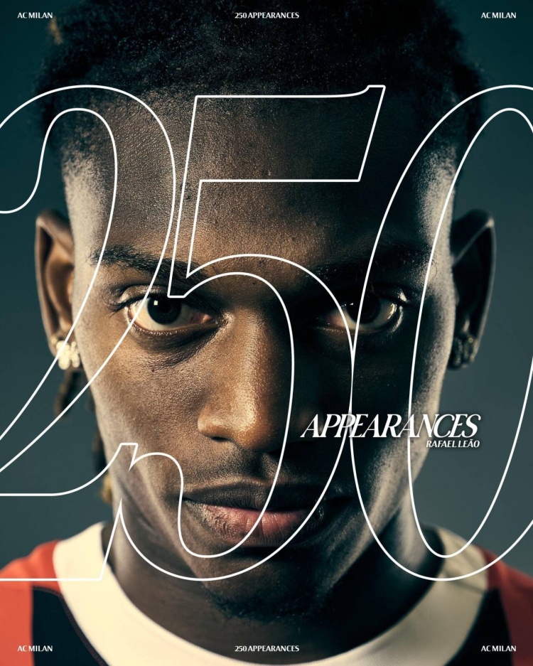  25歲萊奧達(dá)成AC米蘭生涯250場(chǎng)里程碑，此前貢獻(xiàn)68球54助攻