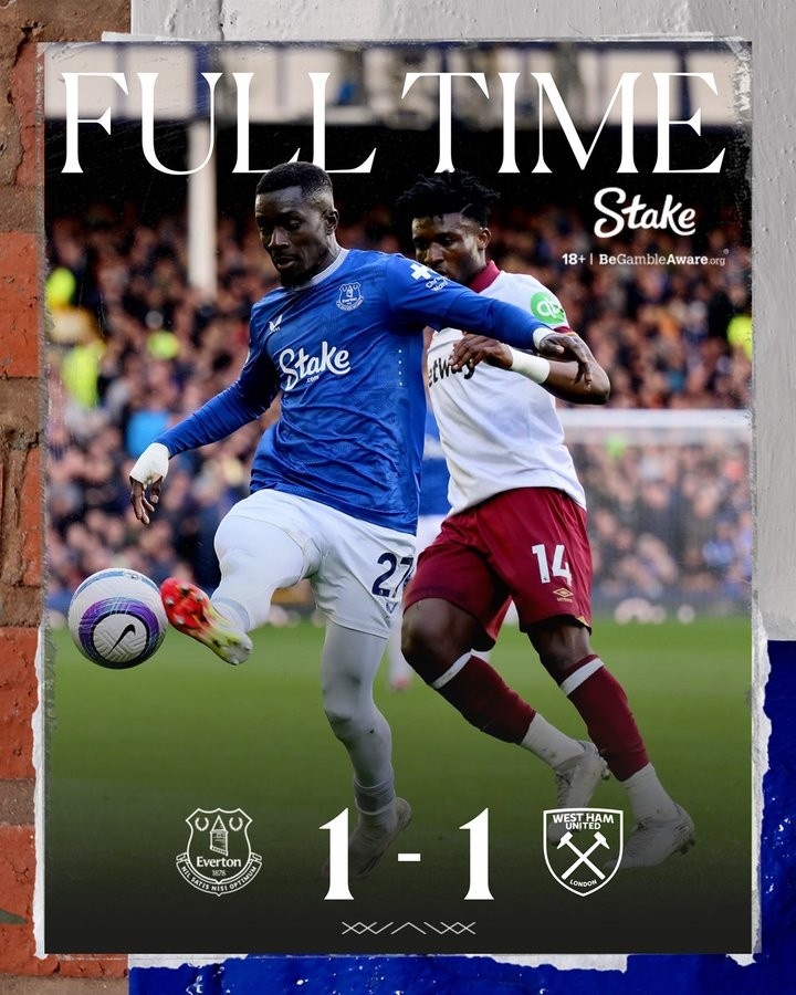  4勝5平！埃弗頓補(bǔ)時絕平西漢姆，已在英超4連平+連續(xù)9輪不敗