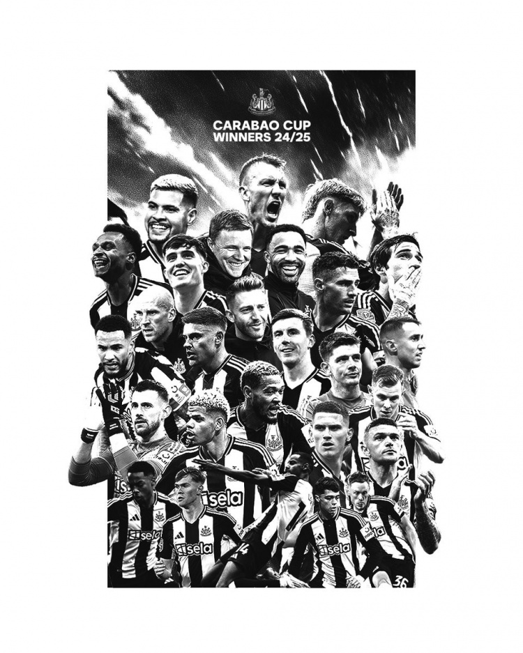  紐卡斯爾官推曬奪冠紀念海報：我們是聯(lián)賽杯冠軍！