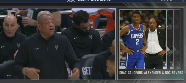  昔日師徒！雷鹿大戰(zhàn)期間導播曬出里弗斯和亞歷山大快船時期同框圖