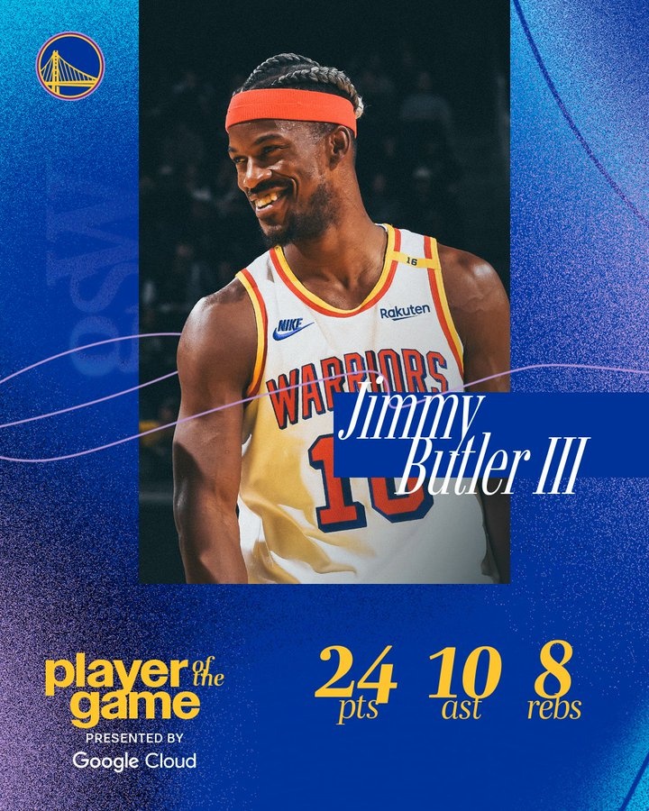  罰球11中11砍下24+8+10！勇士官方評選本場最佳 巴特勒當(dāng)選