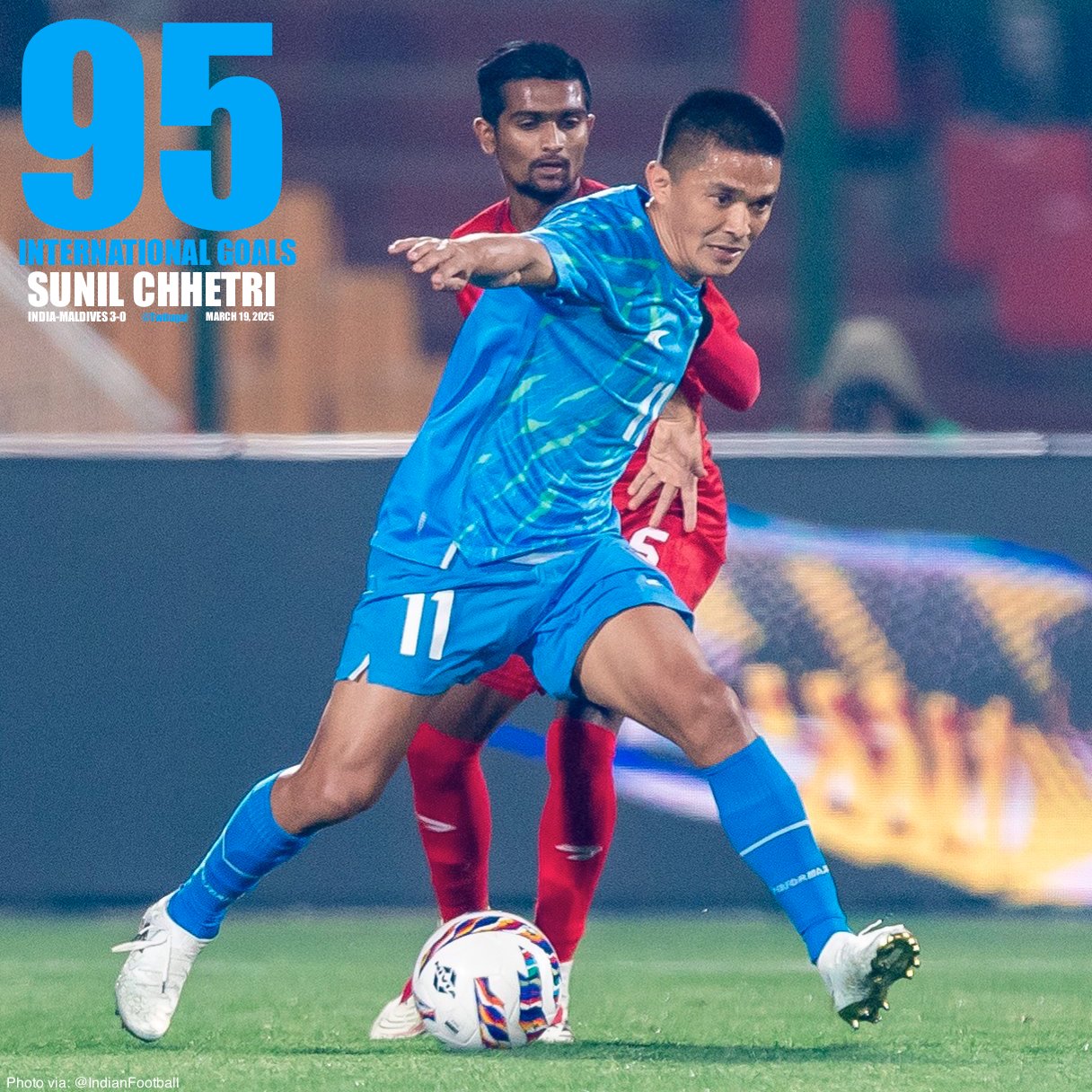  40歲印度傳奇切特里回歸國家隊首場破門！現(xiàn)役國家隊95球僅次梅羅