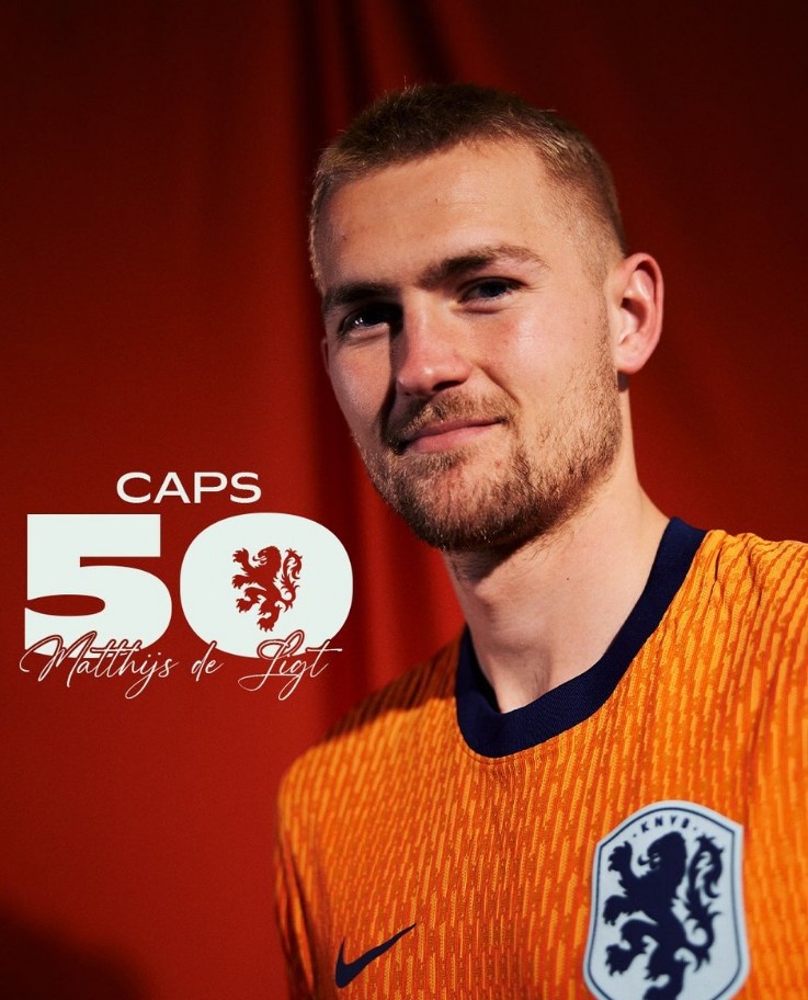  德里赫特替補(bǔ)出場(chǎng)，迎個(gè)人荷蘭隊(duì)50次出場(chǎng)里程碑之戰(zhàn)
