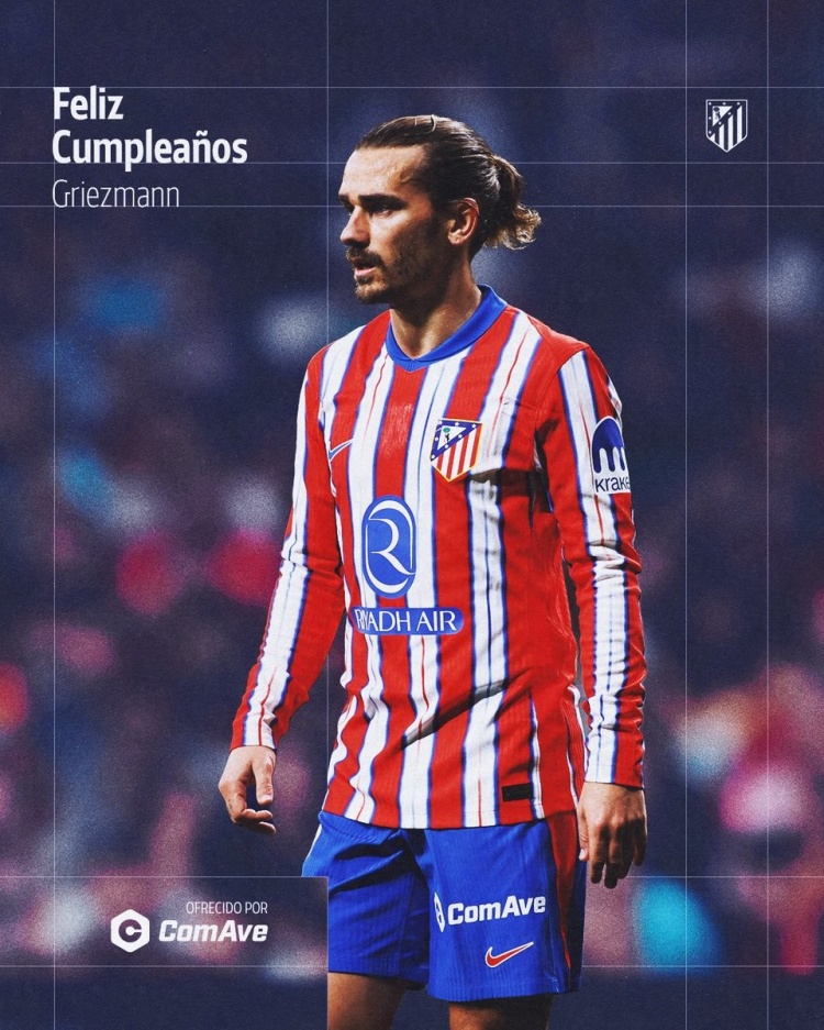  本賽季42場16球7助攻！馬競官方為格列茲曼34歲生日送上祝賀