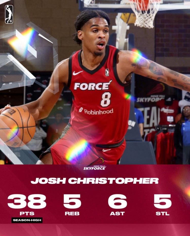  亂殺！火箭舊將克里斯托弗G聯(lián)盟22中13爆砍38分5板6助5斷2帽