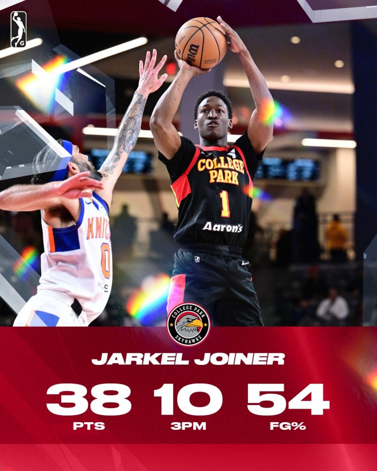  這是誰的部將！23年落選秀喬伊納今日G聯(lián)盟比賽3分16中10爆砍38分