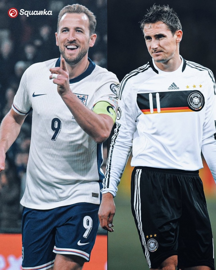  71球！凱恩國(guó)家隊(duì)生涯進(jìn)球數(shù)超越希勒+歐文總和，追平克洛澤