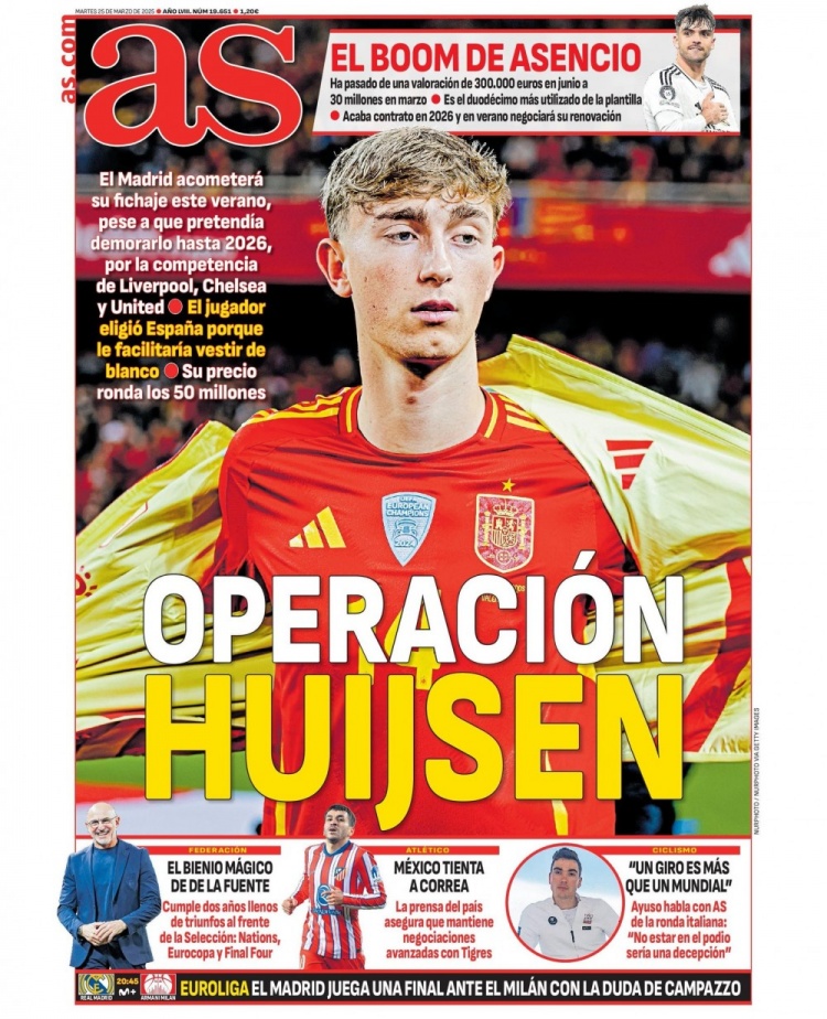  阿斯報(bào)：皇馬有意今夏引進(jìn)懷森，預(yù)計(jì)轉(zhuǎn)會(huì)價(jià)格約5000萬(wàn)歐