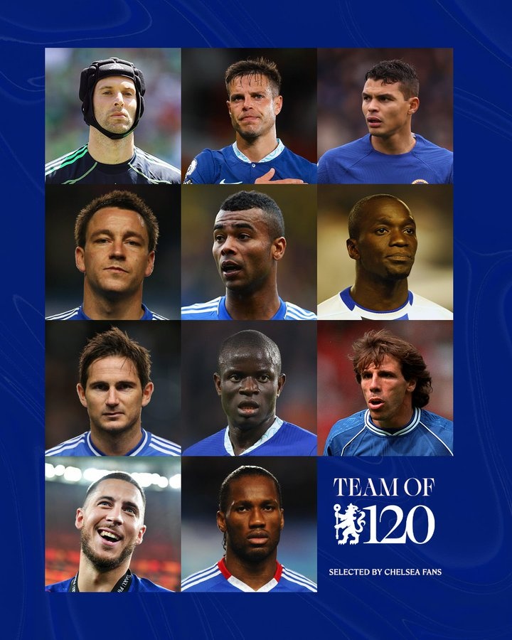  切爾西球迷票選隊(duì)史120年最佳陣：阿扎爾、蘭帕德、特里在列