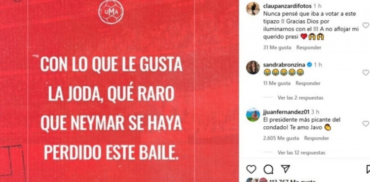  4-1大勝，阿根廷總統(tǒng)嘲諷內(nèi)馬爾：他如此愛(ài)聚會(huì)，缺席令人奇怪