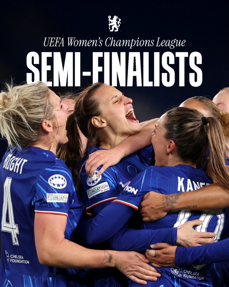  女足歐冠：切爾西3-0曼城&總比分3-2逆轉晉級四強，將對陣巴薩