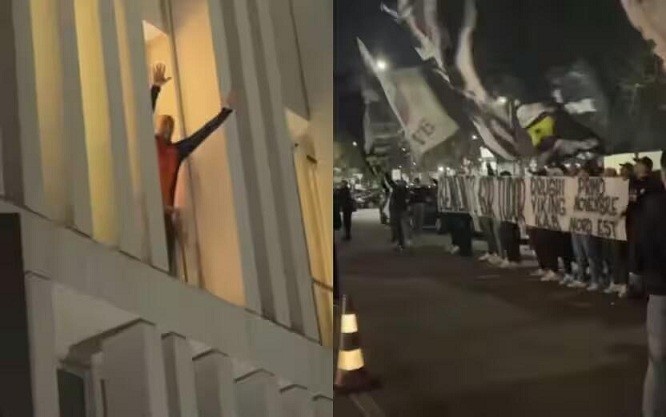  都體：尤文球迷來到酒店外支持新主帥，圖多爾向球迷們揮手致意